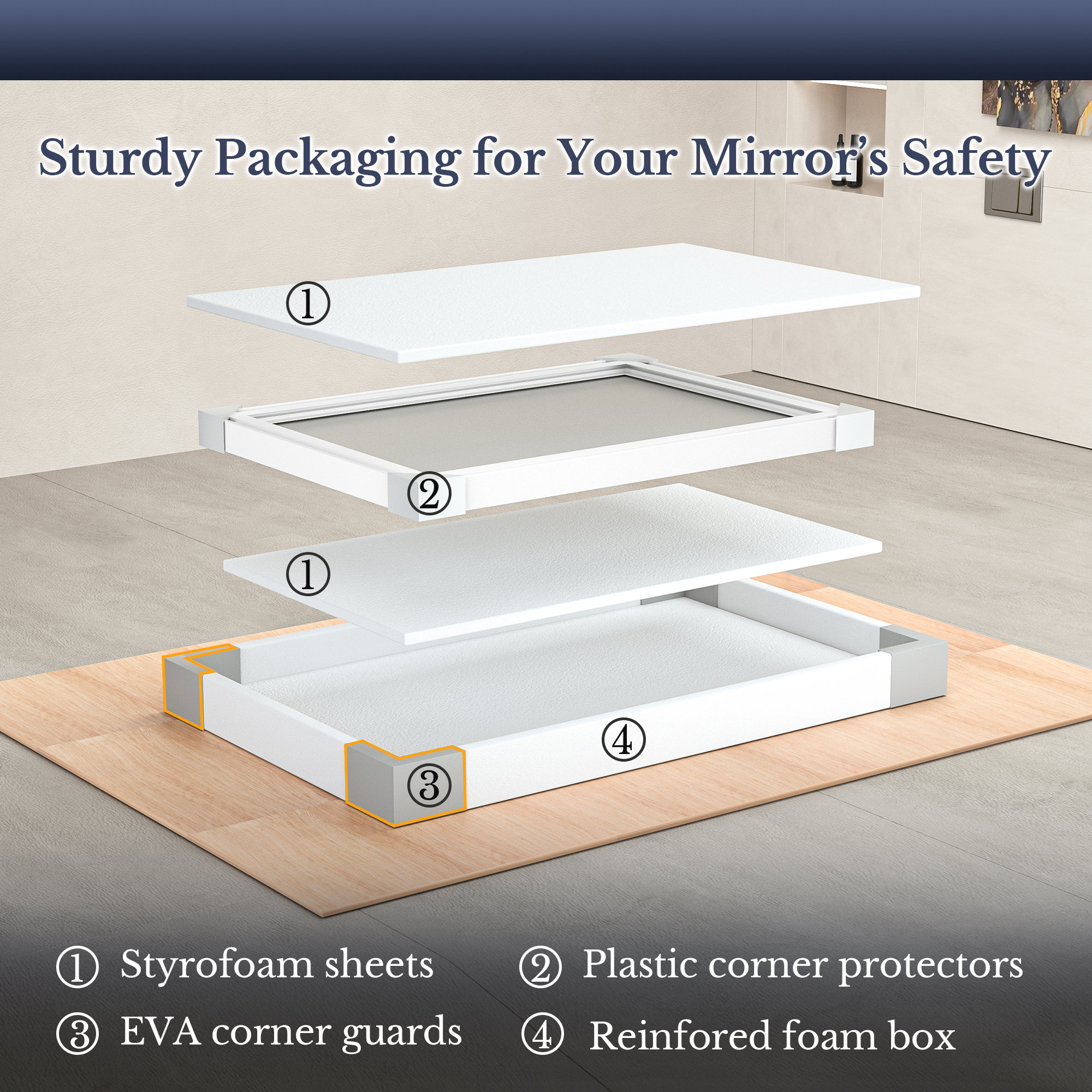 Stemn 1.6'' Thick Bathroom Vanity Mirror Decorative Wall Mirror Accent Mirror