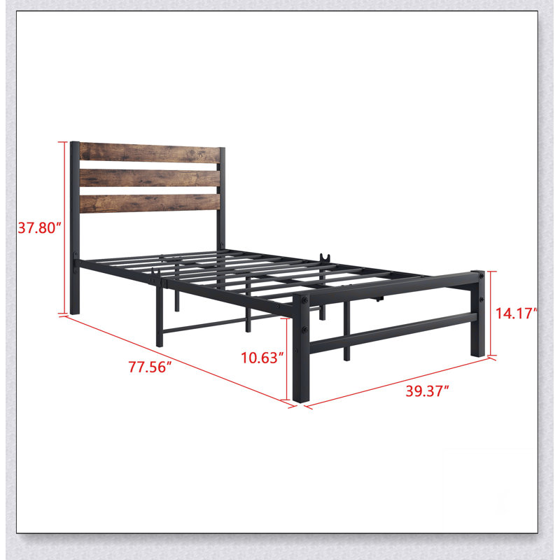 Base de lit plateforme avec tête de lit en bois rustique rétro