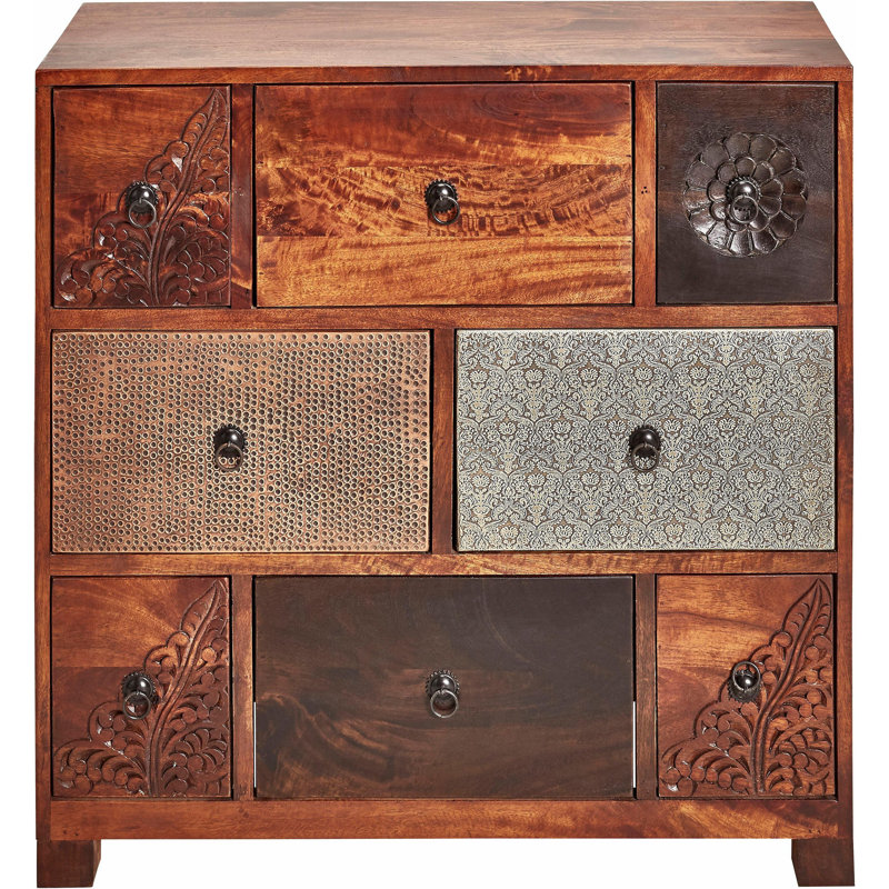 Adya Solid Wood 85cm W 8 - Drawer Chest of Drawers