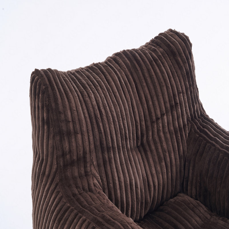 Soft Fluffy Corduroy Fabric Bean Bag Chair Filled With Memory Sponge,Brown, Brown Corduroy