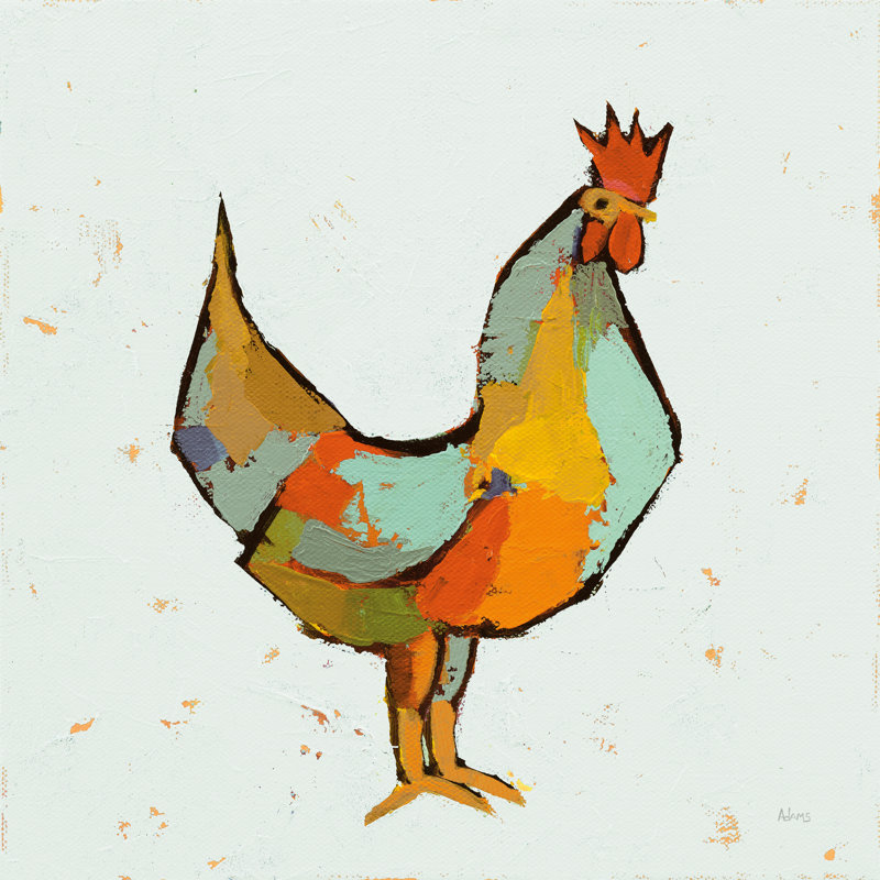 The Strutter On White by Phyllis Adams - Wrapped Canvas Painting, 30cm H x 30cm W