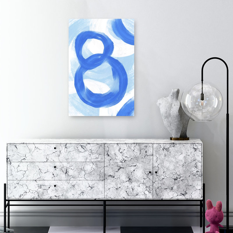 Flowing Blue Circles Abstract Contemporary Modern Wall Art Print by Martina - Wrapped Canvas Print, 91.44cm H x 60.96cm W