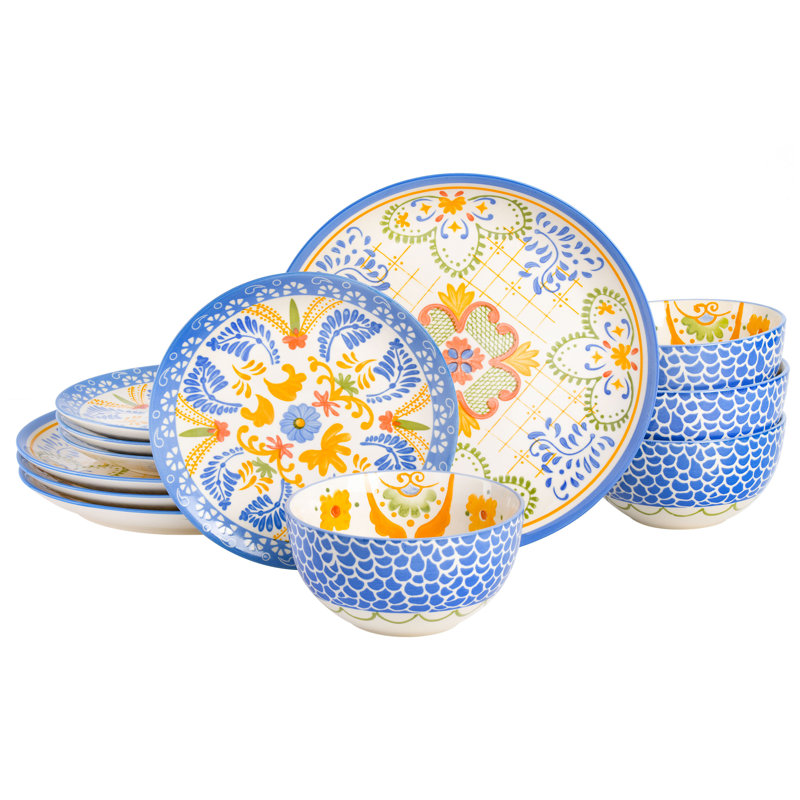 Tierra Tile 12 Piece Dinnerware Set, Service for 4
