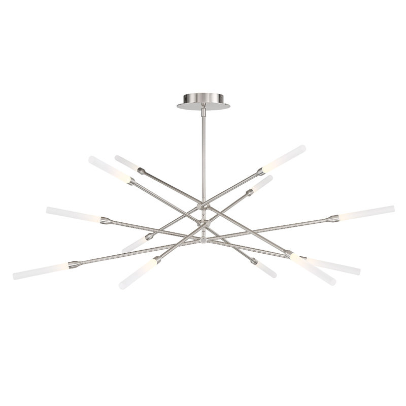 Emory 12-Light Chandelier, Brushed Nickel, 57"H x 55"W x 55"D