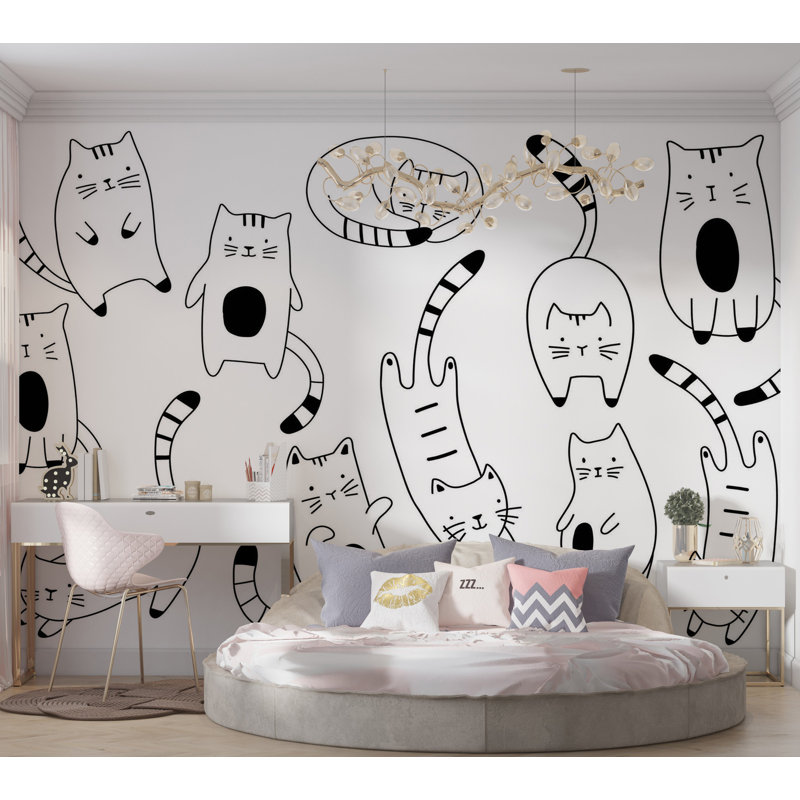 Papier peint de qualité supérieure - Chats mignons, L 120 po x l 180 po