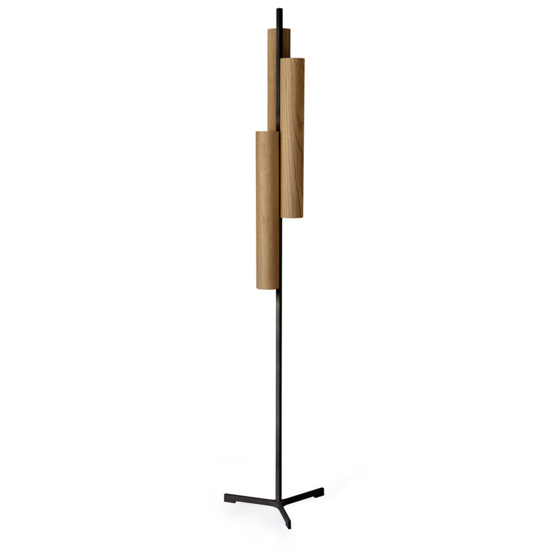 Black Note LED Floor Lamp, Natural Cherry, Matte Black