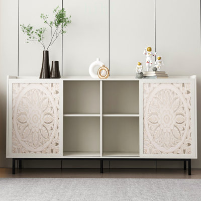 Meuble télé et armoire de rangement de style Mid-Century moderne, fabriqué à la main en bois de sapin massif, polyvalent pour le salon et la cuisine