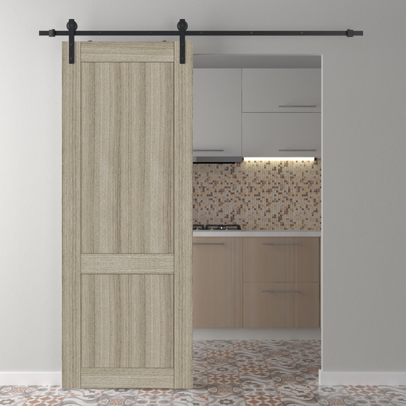 Porte de grange préfinie en bois massif et manufacturé, Shambor, 27,75 po x 95,24 po