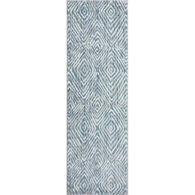 Tapis bleu Deundre, Tapis de couloir 2 pi 3 po x 7 pi 7 po