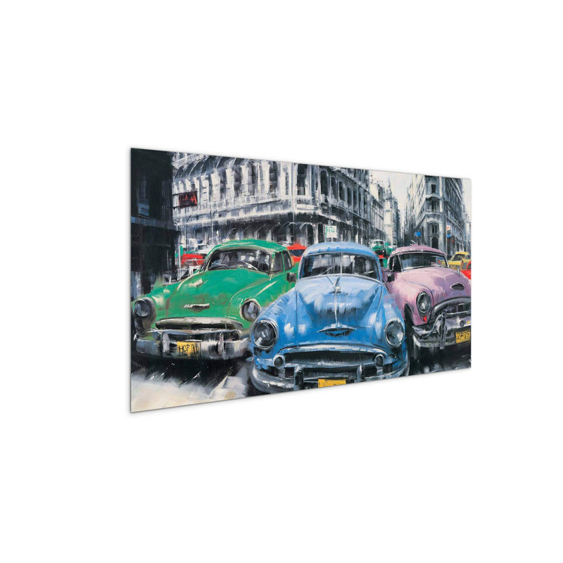 Havana Iconic Cars by Art Studio 50cm H x 100cm W High Quality Print on Frameless Panel, Lightweight, Ready to Hang