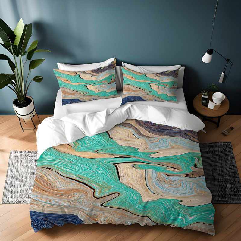 Polyester Abstract Duvet Cover, King Duvet Cover + 2 King Shams