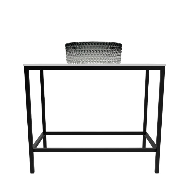 Rectangular Metal Console Sink Set with Glass Vessel Sink and Solid Surface Top - Luminous Collection, White/Black