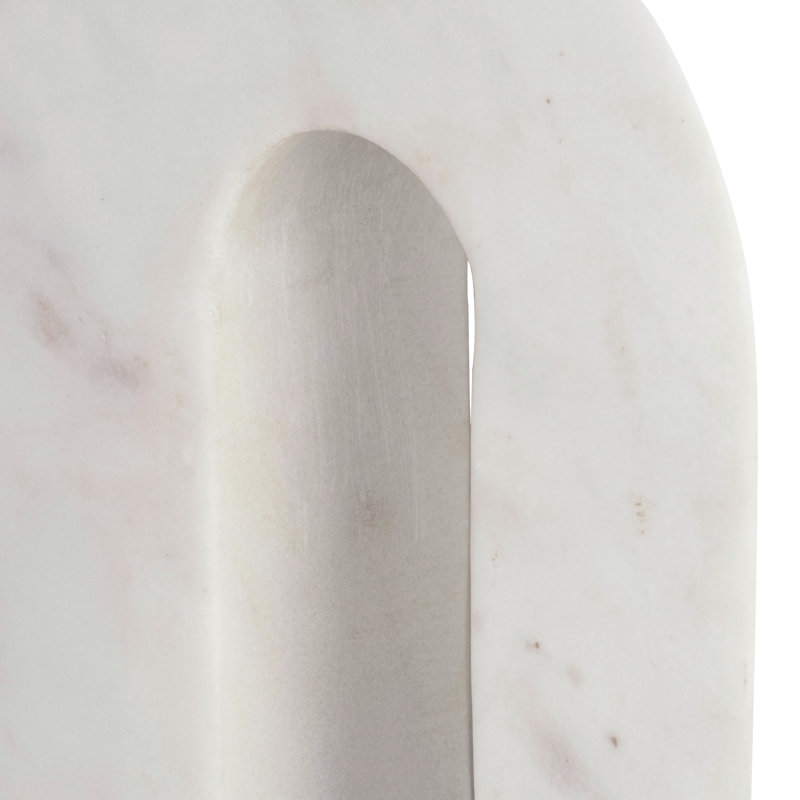 Modern Neutral Marble Horseshoe Tabletop Decorative Object, 7" H x 6" W x 2" D