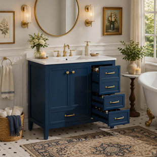 36-Inch Bathroom Vanity with Sink,Soft-Closing Doors,and Multi-Size Drawers