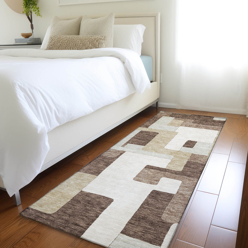 Premium Machine Washable Prisco Brown Rug, Runner 2'3" x 7'6"