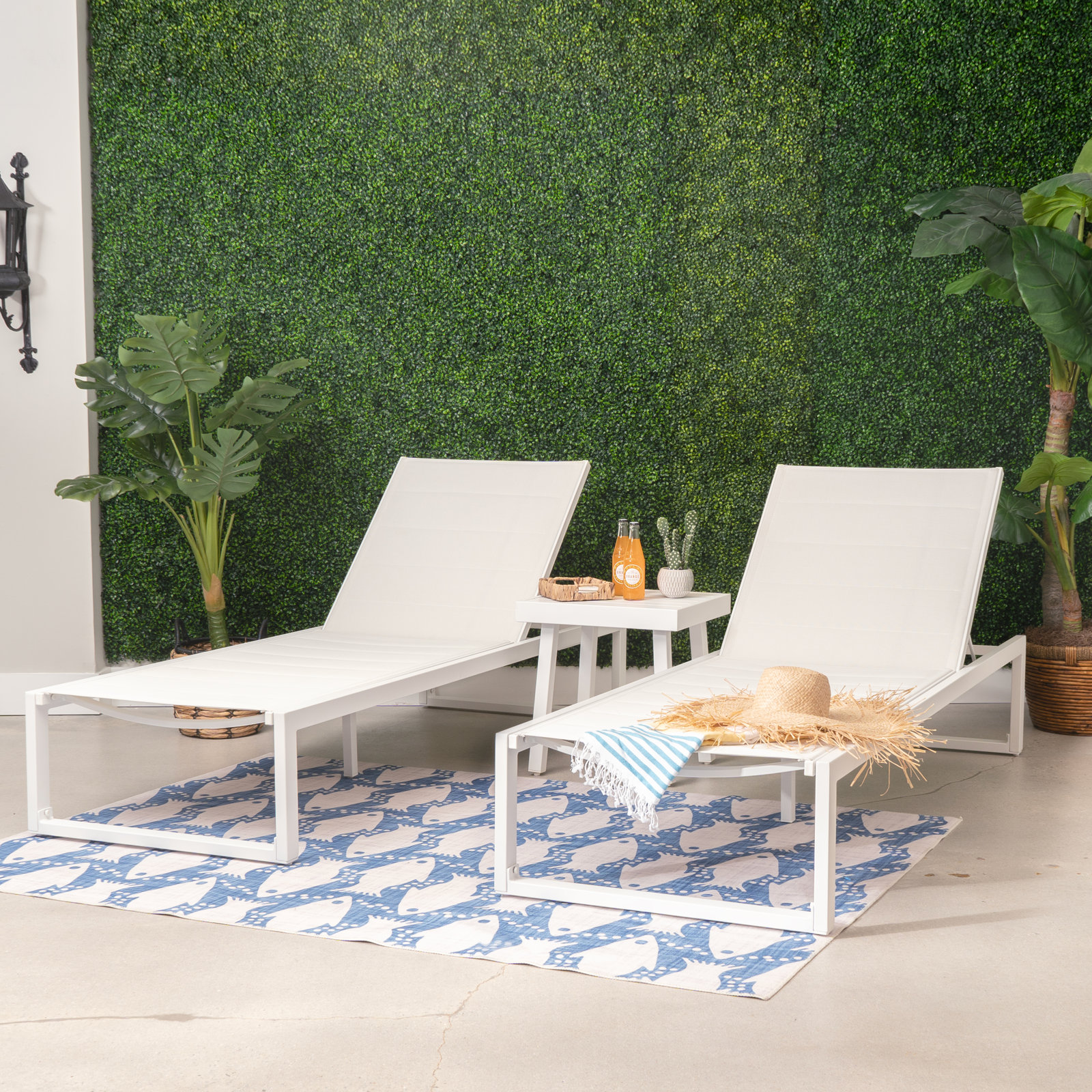 Armando Patio Chaise Lounge Set, White
