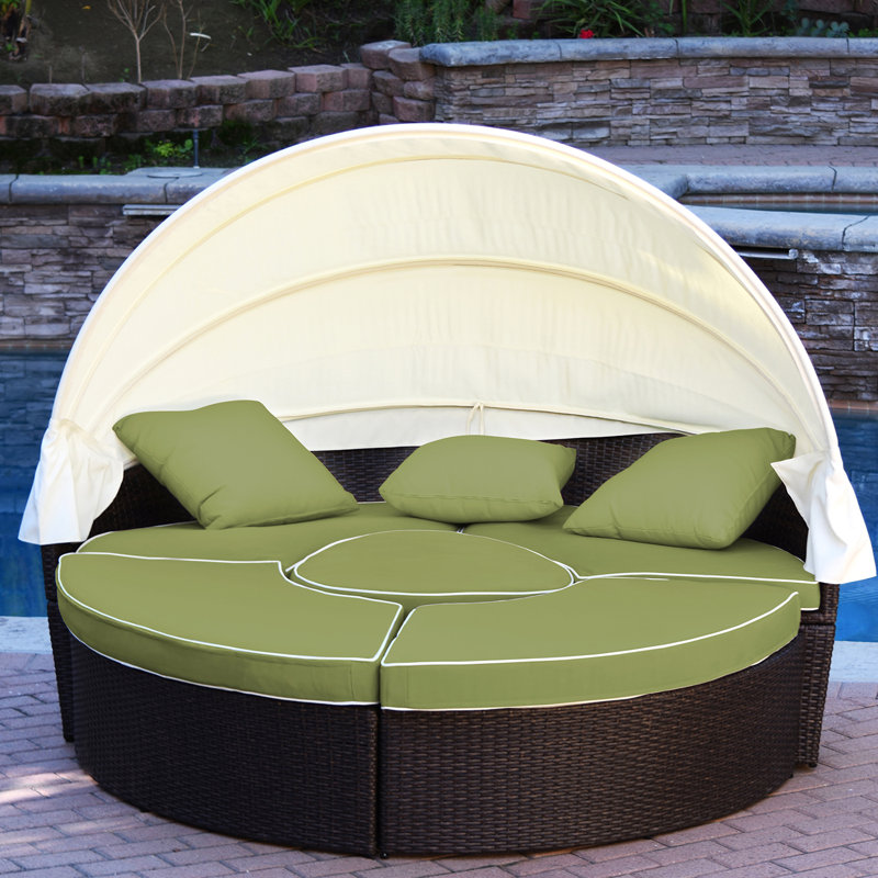 Bourbana 4 - Person Patio Conversation Set with Cushions, Green, Warm Cocoa Brown