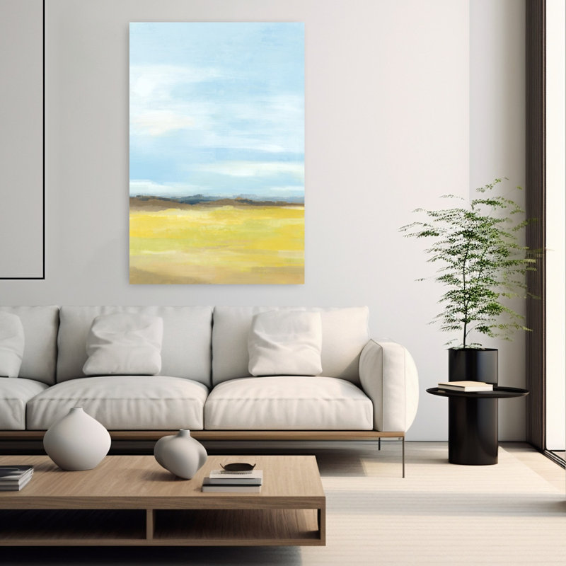«Expansive Sky Over Open Fields I Abstract Contemporary Landscape Nature», art mural, H 60 po x l 40 po