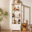 Vitrine autoportante 71 po avec 2 tiroirs de rangement, garde-manger rembourré avec plafonnier, armoire à vin avec porte vitrée et tablettes réglables, pour le salon, la cuisine, le bar et la salle à manger - blanc