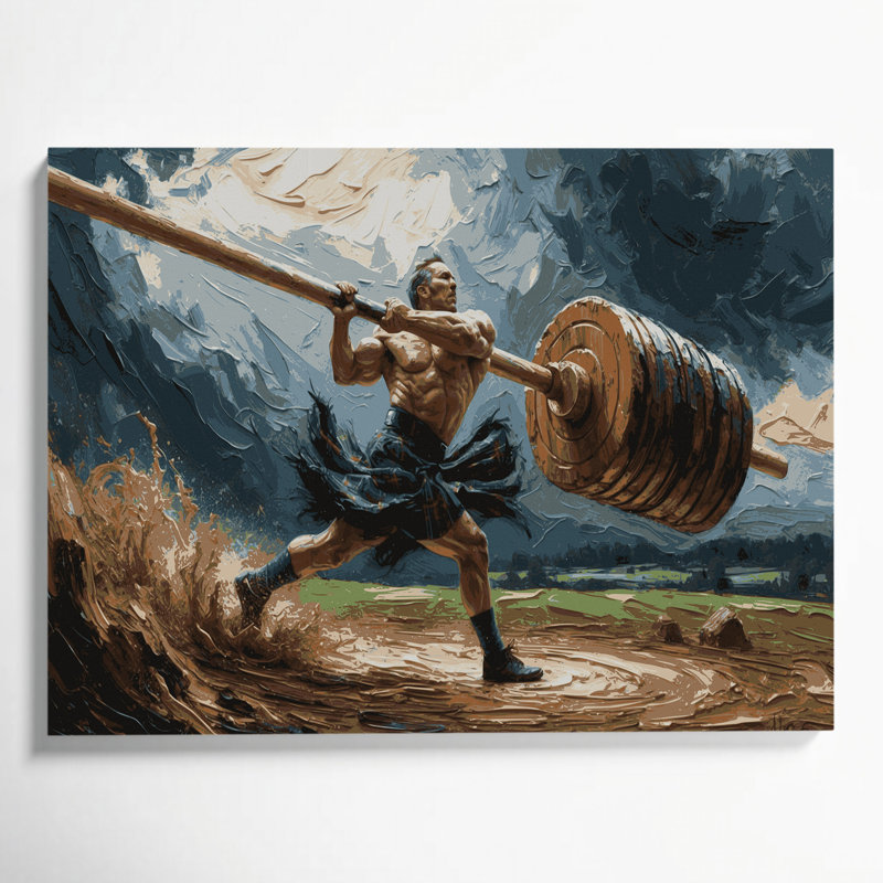 Art sur toile noir Sports Caber Toss, H 24 po x l 36 po