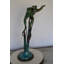 Grande statue de grenouille sauteuse en bronze Painesville - Taille: L 25 po x l 15 po x H 36 po.