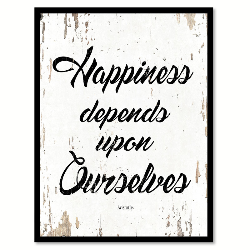 «Happiness Depends On Ours tablettes», reproduction d'art textuel sur toile encadrée, H 37 po x l 28 po x P 1,2 po