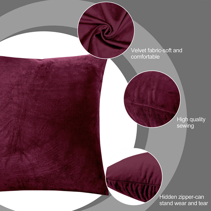 Velvet Scatter Cushion Cover, Burgundy