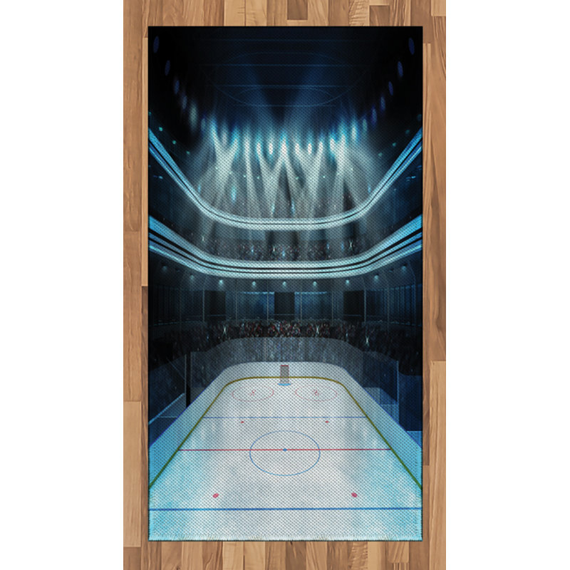 Hockey High Density Long Fiber Poly Threads Decorative Area Rug Carpet, Rectangle 2'7" x 5'