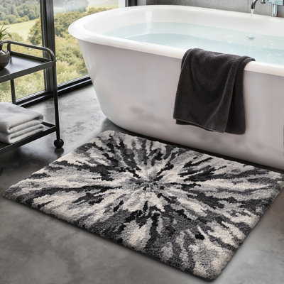 LUMI Bath mats for Bathroom, 16"x24" Non Slip Absorbent Soft Bath Mat, Washable Low Profile Bathroom Rug, Ideal for Shower, Tub, Grey