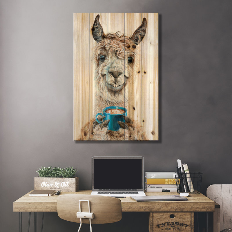 " Llama Latte " by Holly Simental, 26" W x 40" H