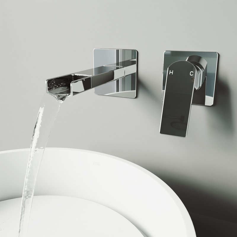 Robinet de salle de bain mural à poignée simple H 5 po Atticus, Chrome
