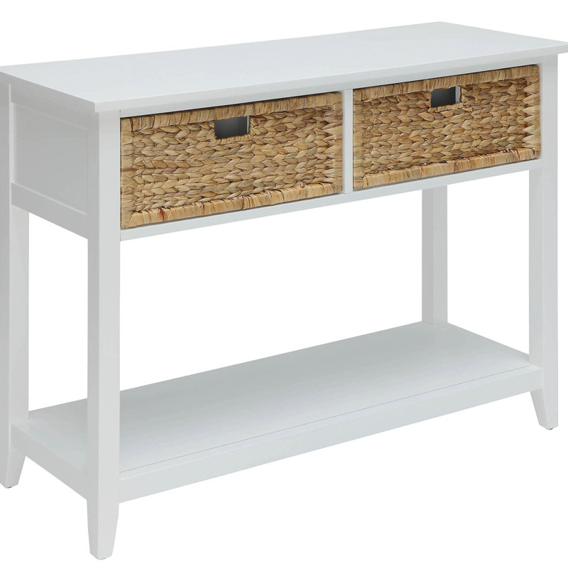 Console rectangulaire blanche avec rangement supplémentaire et apparence de table traditionnelle 2