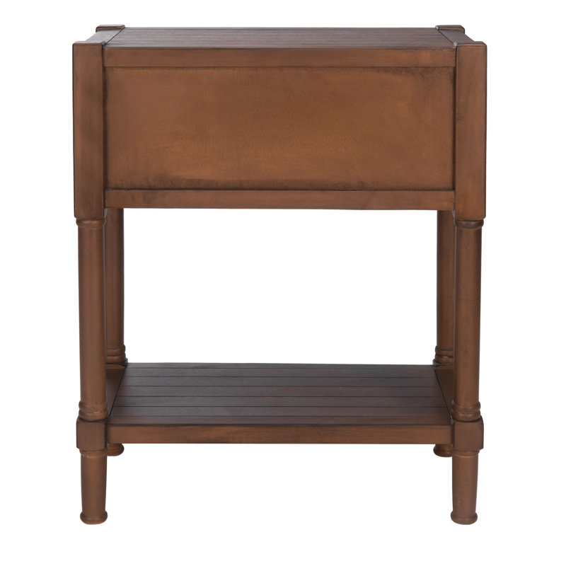 Brown Wood and Metal Console Table with Storage