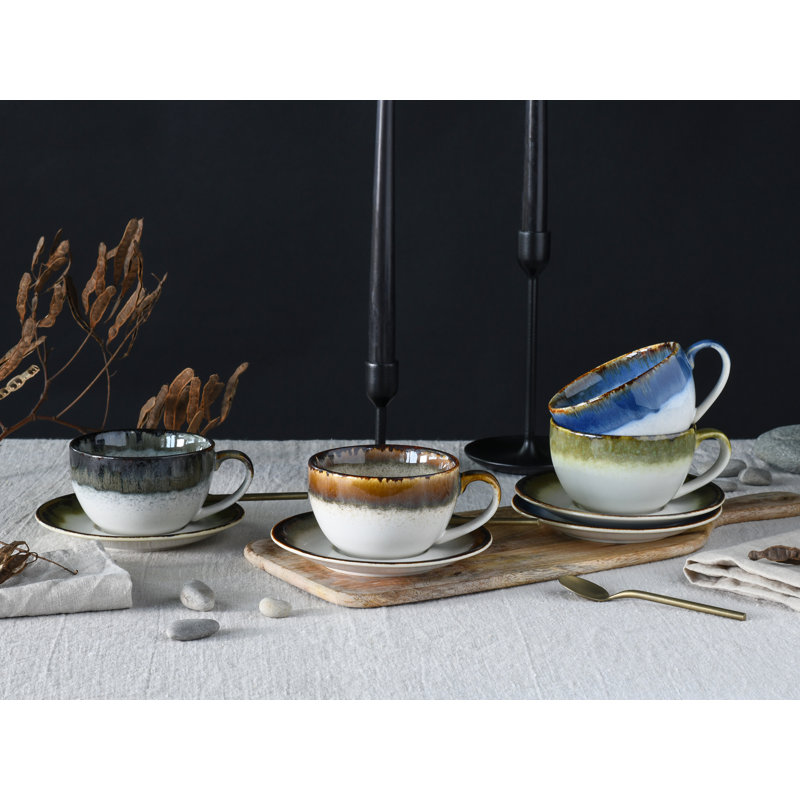 Cascade Stoneware Cappuccino Cup and Saucer