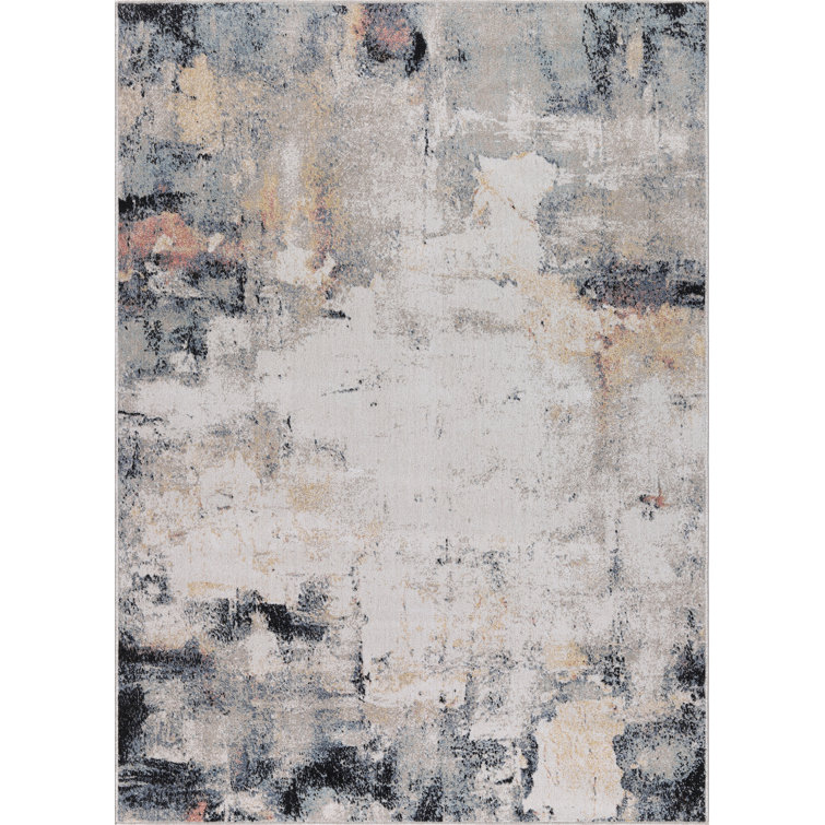 Machine Washable Avery Ivory/Blue Rug