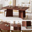 Table de salle à manger pour 6 à 8 personnes - Table de cuisine moderne de 63 po avec grand plateau et pieds piédestal robustes, table de salle à manger, salle de conférence, maison-1087798412-1087798418