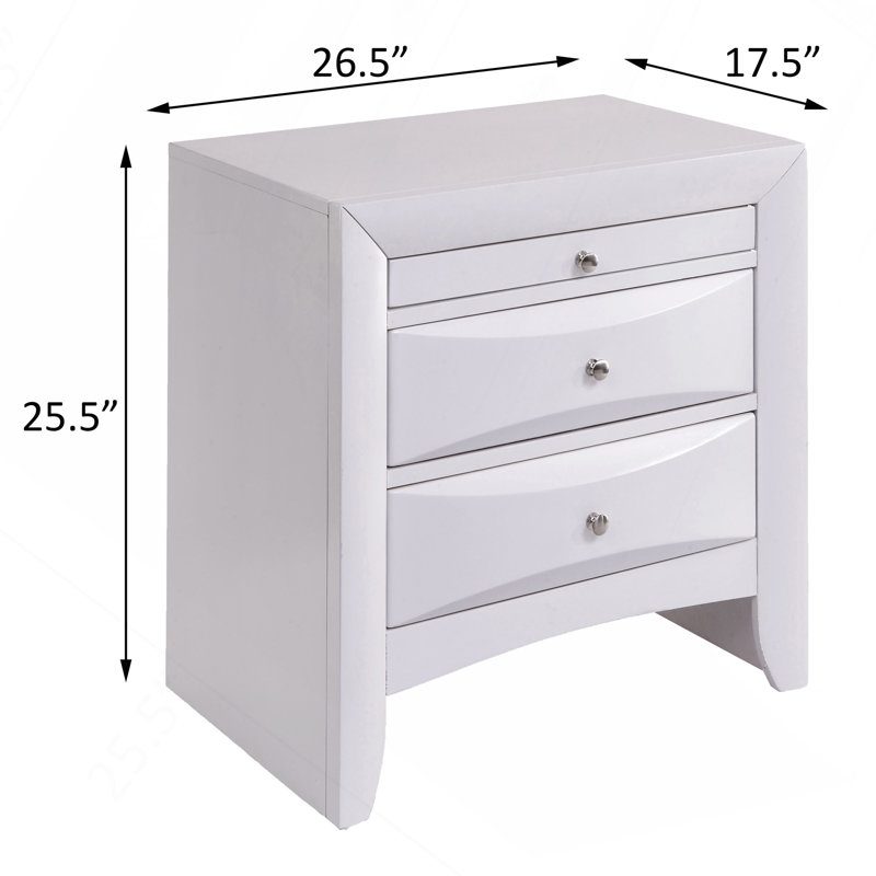 Table de chevet blanche avec 2 tiroirs, Blanc