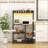 HOMCOM Baker's Rack with Power Outlet and LED Lights, Bakers Racks for Kitchens with Storage, Industrial Microwave Stand with Glass Holders, Metal Basket, Multiple Shelves, Rustic Brown-824532093