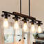 Luminaire suspendu 5 lumières en bois pour îlot de cuisine 34 "avec abat-jour en verre transparent-1103685973
