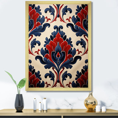 Floral, tuiles turques rouges et bleues 2 - Art mural floral abstrait