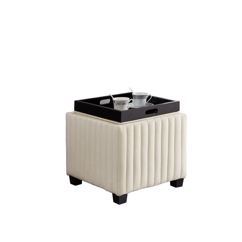 1 banc de rangement rembourré en tissu, Beige