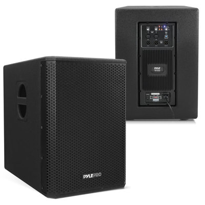 Pyle 1600 Watt Box Subwoofer Speaker System Set - Active Powered 12” Inch Woofer For PA System, Louder Bass, With DSP Digital Signal Processor, Built-In Pole Mount Socket & Carrying Handles