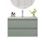 Meuble-lavabo mural de 32 pouces avec lavabo combiné, tiroirs doubles, façades de tiroirs arrondies, système de fermeture en douceur, lavabo en céramique, conception sans poignée, bois massif, facile à installer, le robinet n'est pas inclus