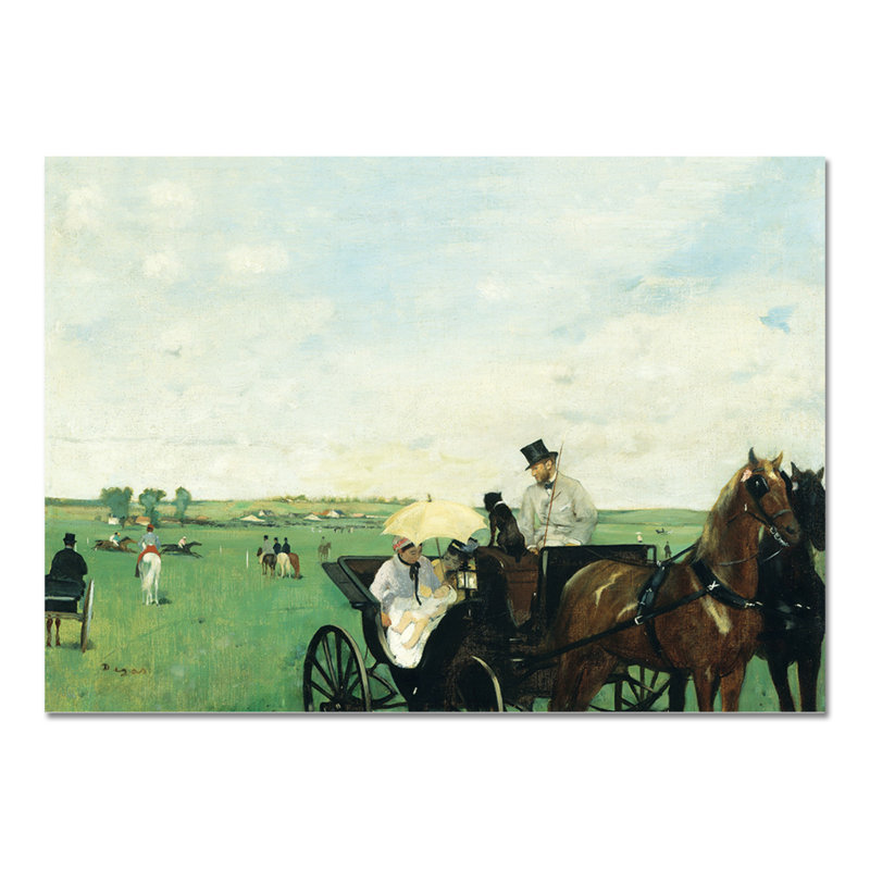 Corsa di Cavalli in Campagna by Edgar Degas - Rectangle Painting on Vetro Acrilico, 70cm H x 100cm W