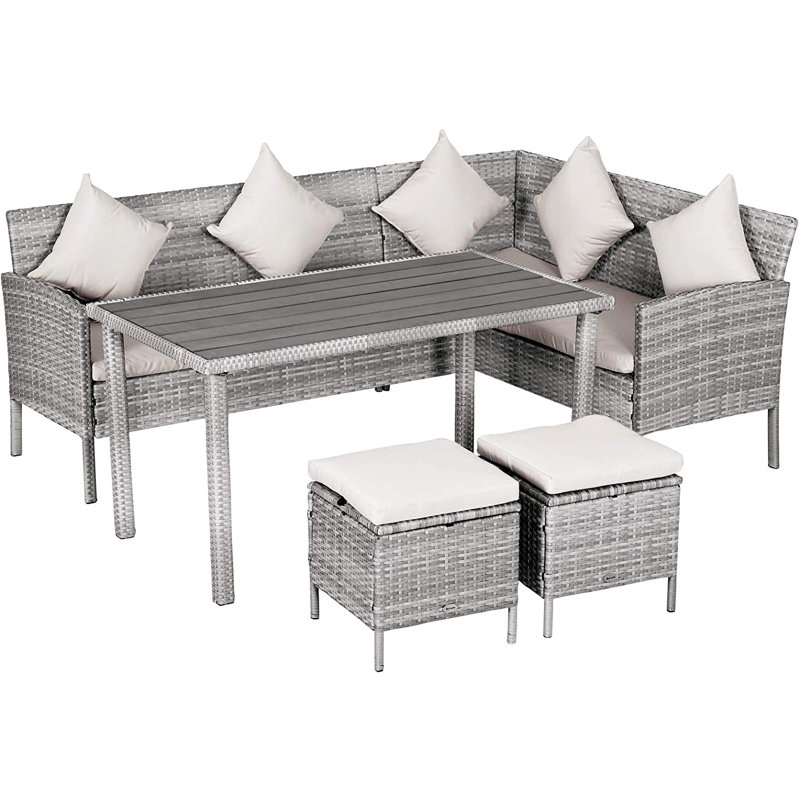 Hulme 7 - Person Patio Dining Set with Rectangular Table , Cushions Included