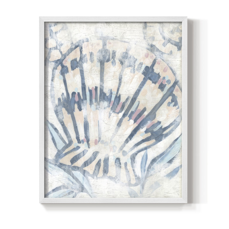Reproduction encadrée «Beach Shell Fresco III» - bois massif, H 11 po x l 9 po, Blanc