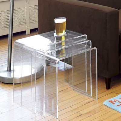 Heinle Glass Top Sled Nest Of Tables