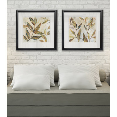 «Gilded Leaves I», ensemble de 2 reproductions de cadres photo