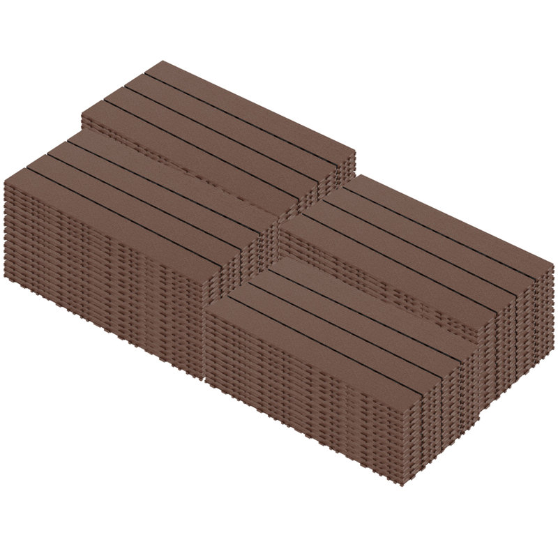24"L X 12"W Decking Interlocking Tiles (Set Of 24), Brown