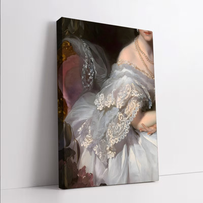 1PC Wall Arts Posters Framed, Elegant Victorian Lady in White Lace Gown Canvas Wall Art Classic Oil Painting Style Decorative Print for Living Room Bedroom Vintage Home Decoration High Quality Modern Artwork Ready to Hang